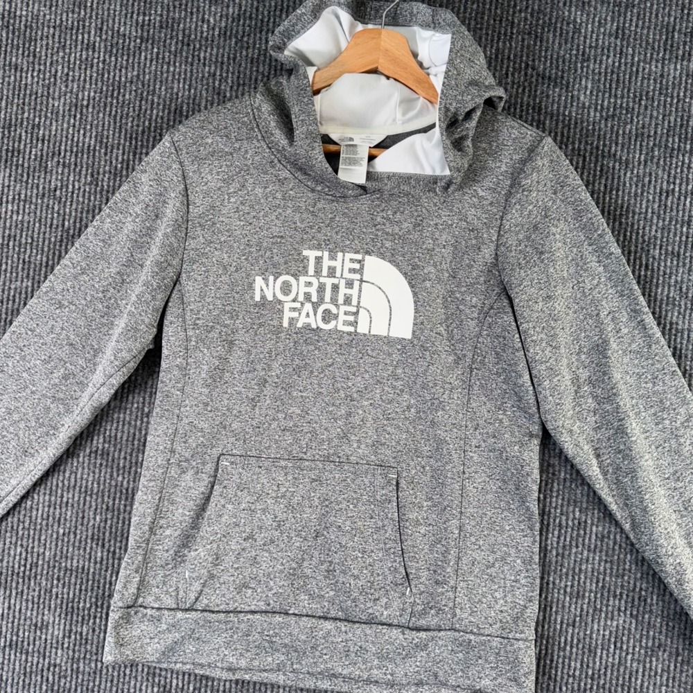 The North Face Womens M Gray Hoodie Sweatshirt Pullover Fleece Logo Outdoor‎
